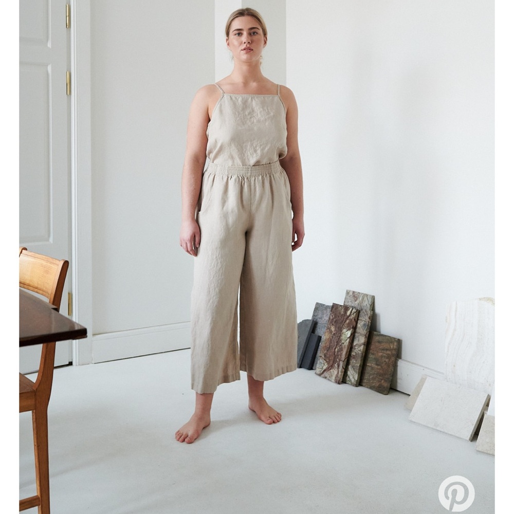 Linenfox ocean pant. high waisted cropped wide leg Pants
